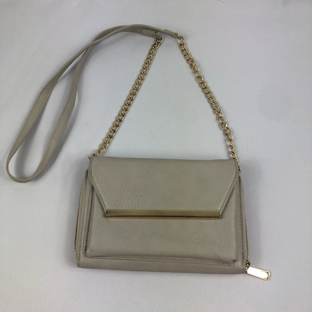 Madison west faux leather cross body.leather & half gold chain strap.